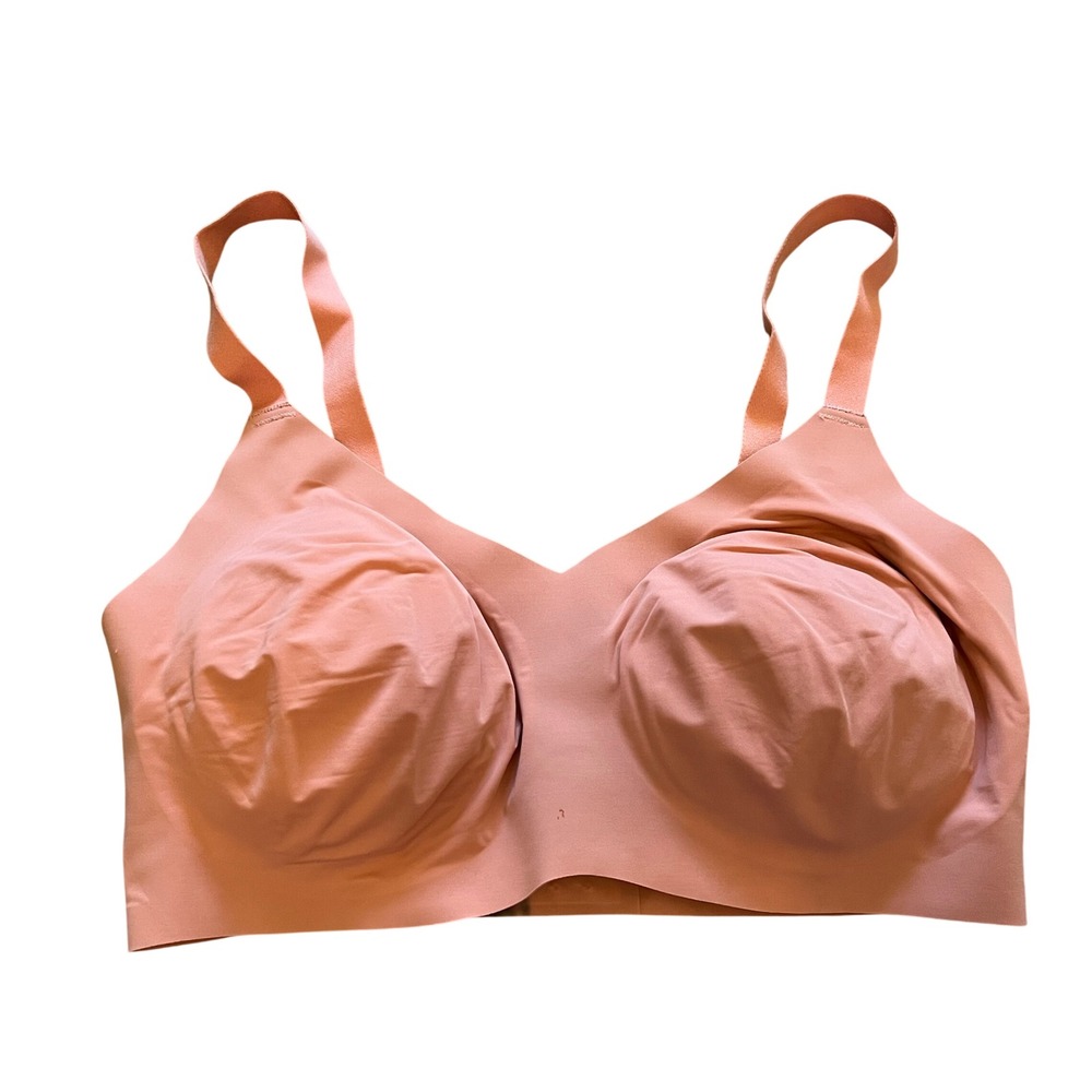 Knix Thin Strap Padded V-Neck Bra Pink Ginger Size 6+ Wireless Seamless NWT